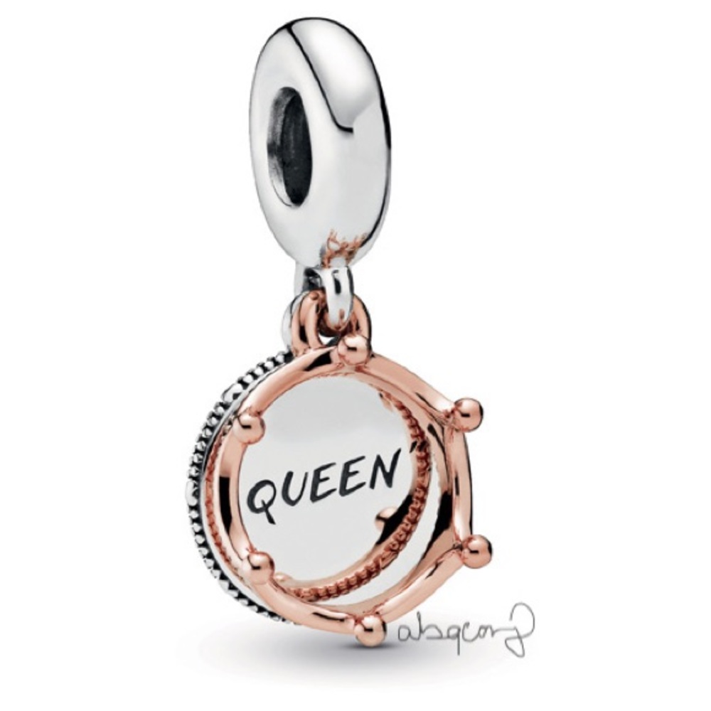 EUC Pandora 788255 Silver & Pandora Rose Queen & Regal Crown Dangle Charm
